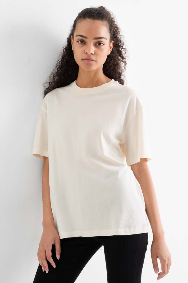 Femei - Tricou - supradimensionat - alb-crem