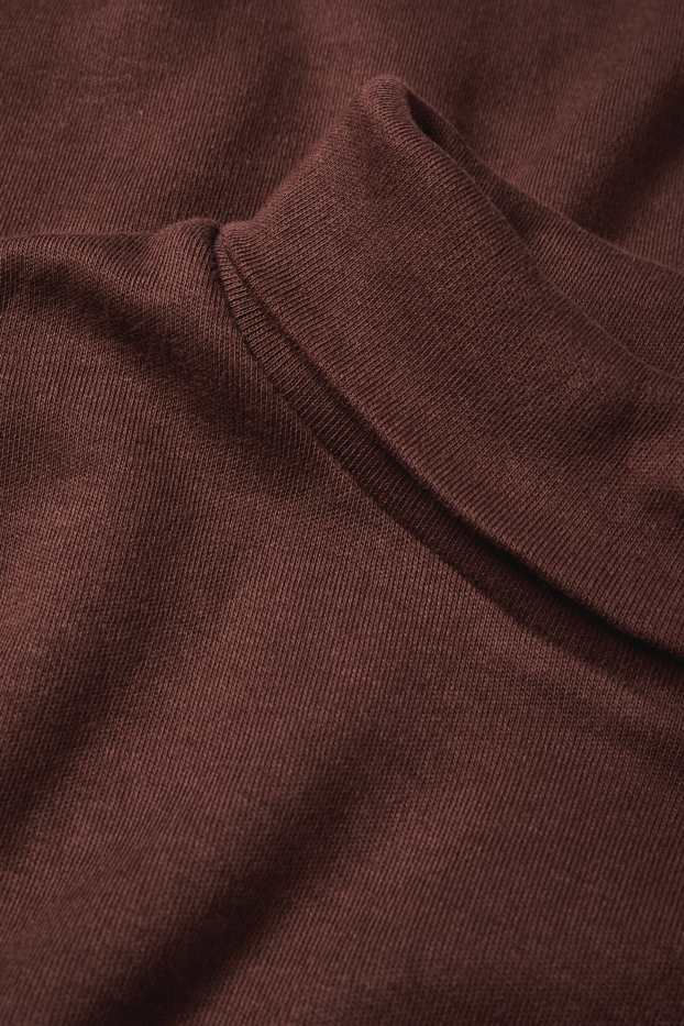 Women - Turtleneck top - dark brown