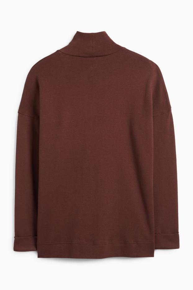 Women - Turtleneck top - dark brown