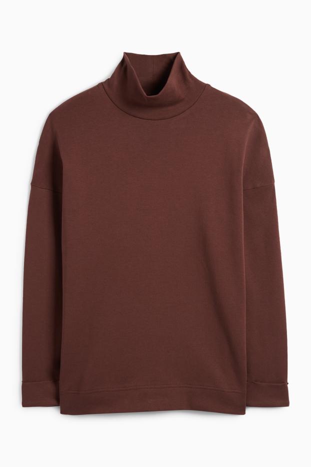 Women - Turtleneck top - dark brown