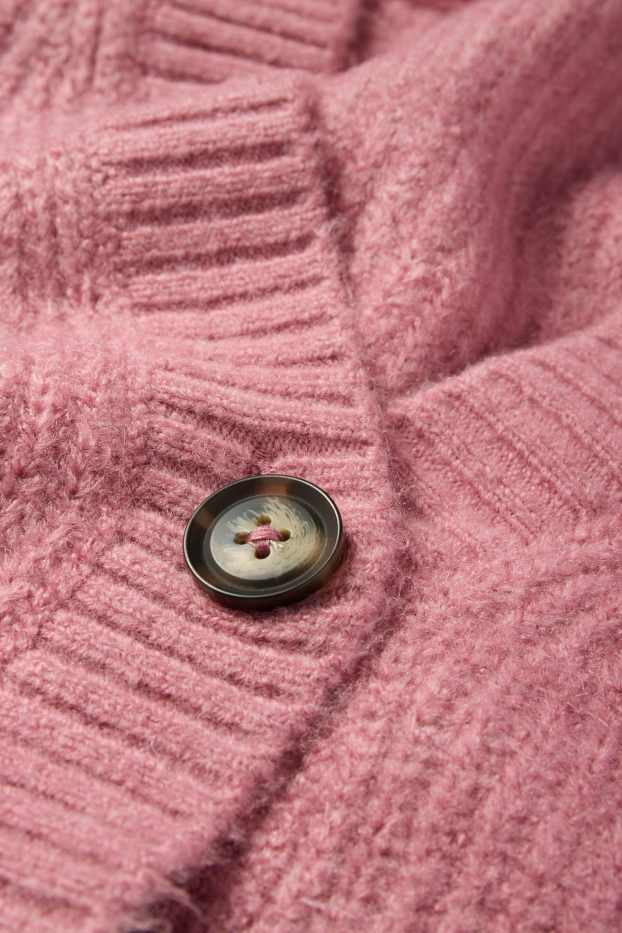 Damen - Strickjacke - gerippt - rosa