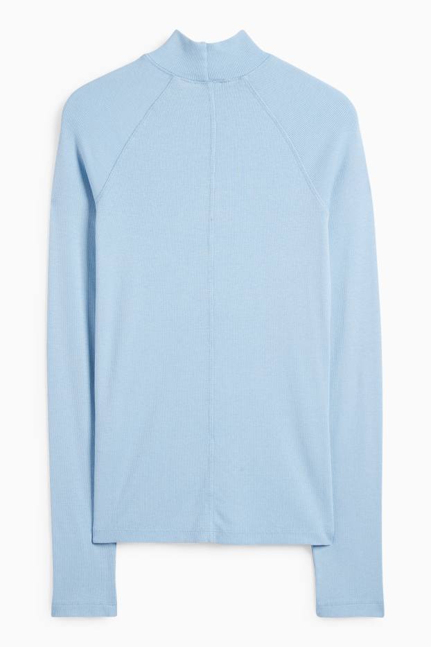 Dona - Samarreta de mànigues llargues - slim fit - acanalada - blau clar