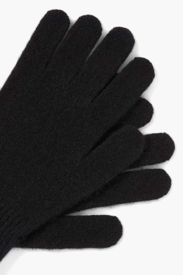 Damen - Kaschmir-Handschuhe - schwarz