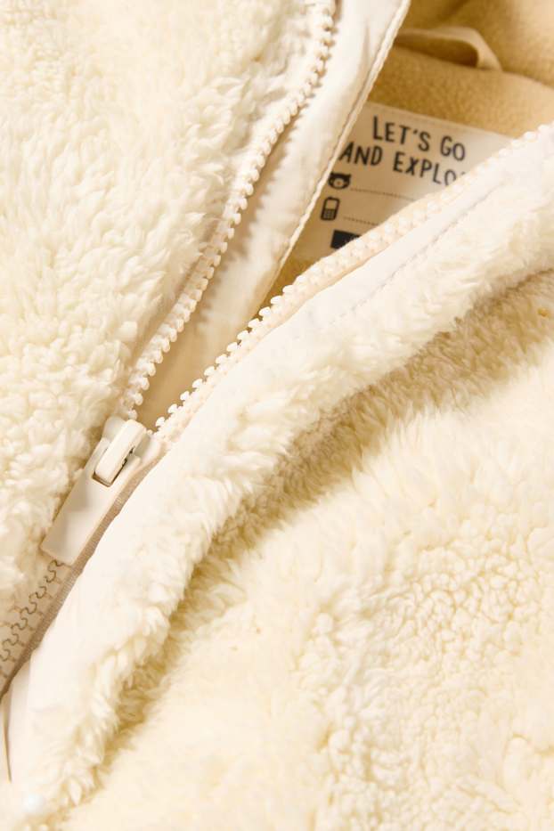 Baby Boys - Baby teddy fur snowsuit with hood - creme