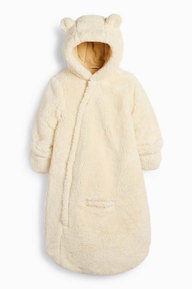 Baby Boys - Baby teddy fur snowsuit with hood - creme