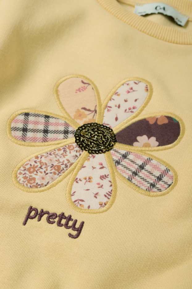 Enfants filles - Fleurs - sweat - jaune