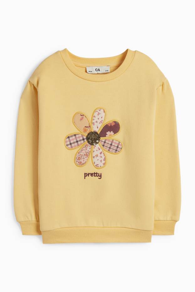 Enfants filles - Fleurs - sweat - jaune