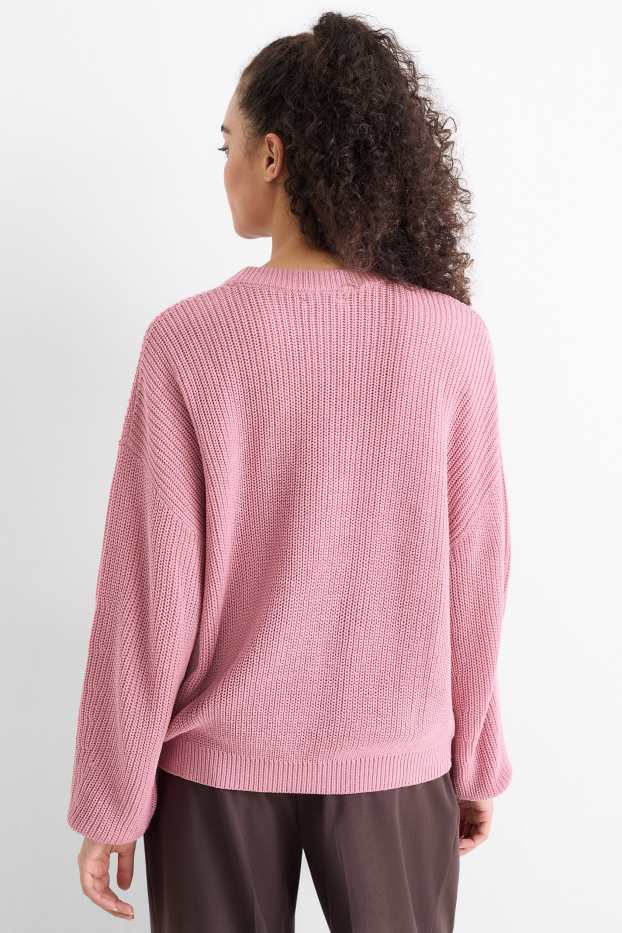 Femmes - Pull - côtelé - rose