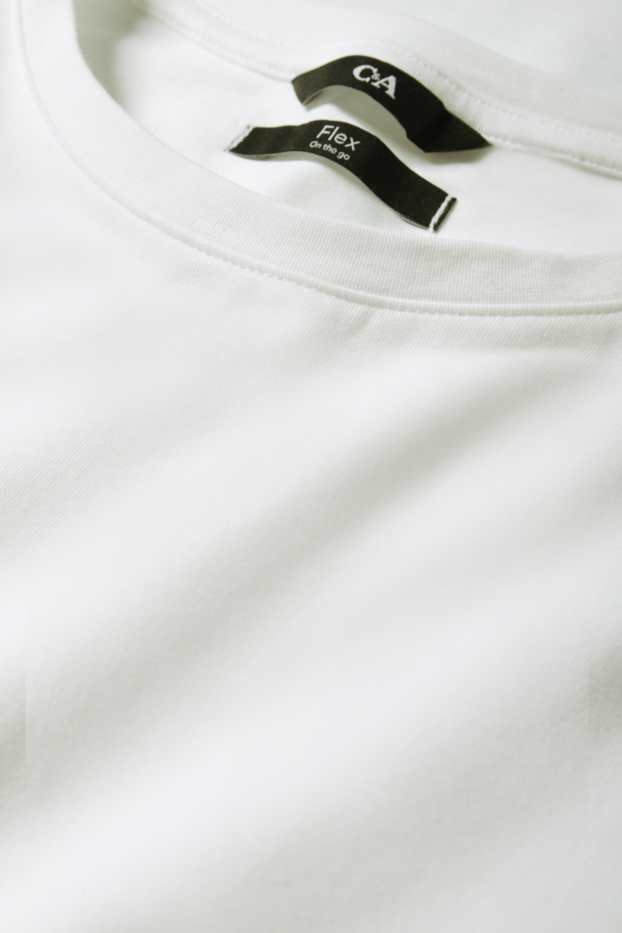 Herren - T-Shirt - Slim Fit - Flex - weiß