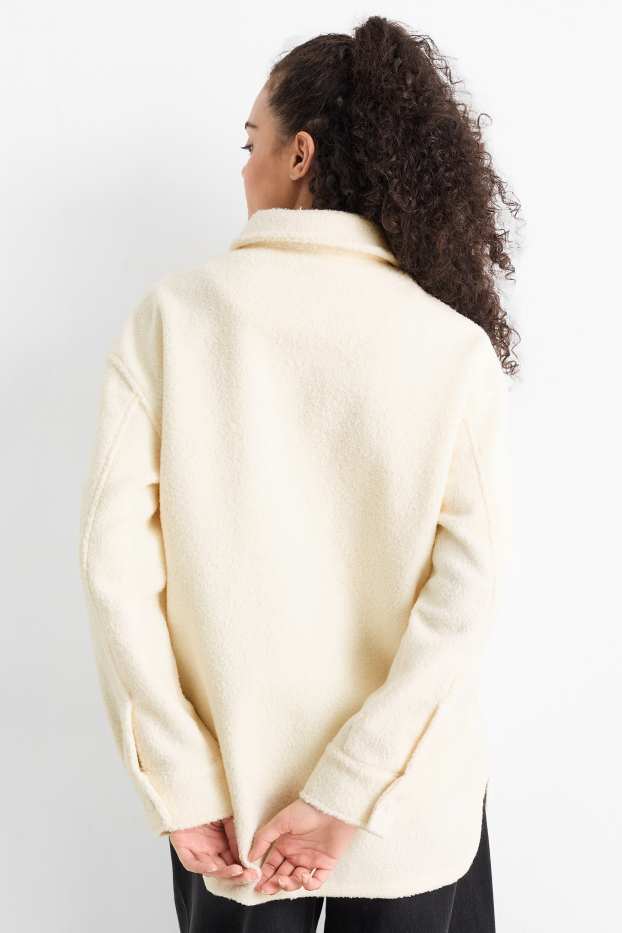 Donna - Giacca camicia bouclé - bianco crema