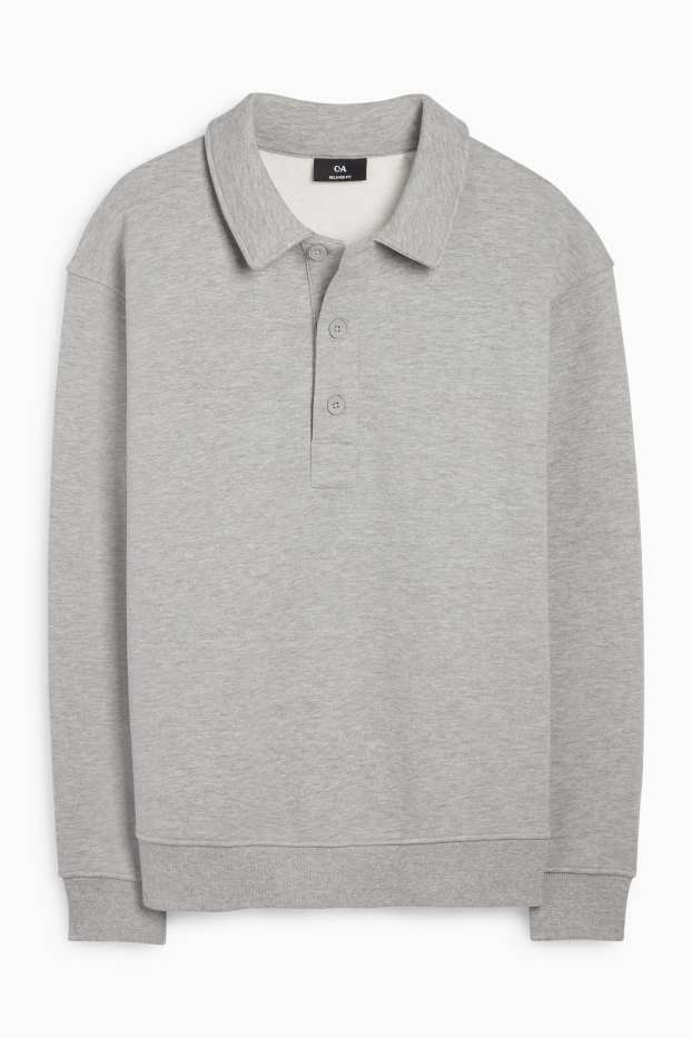 Hommes - Polo - relaxed fit - gris clair chiné