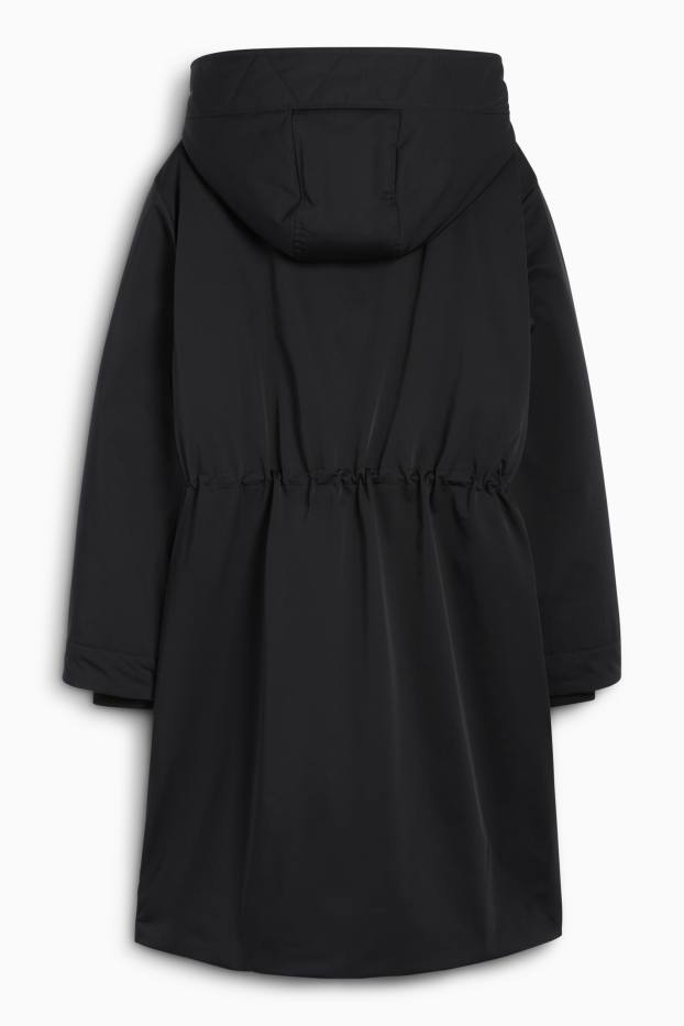 Dona - Abric amb caputxa - folrat - resistent a l'aigua - negre