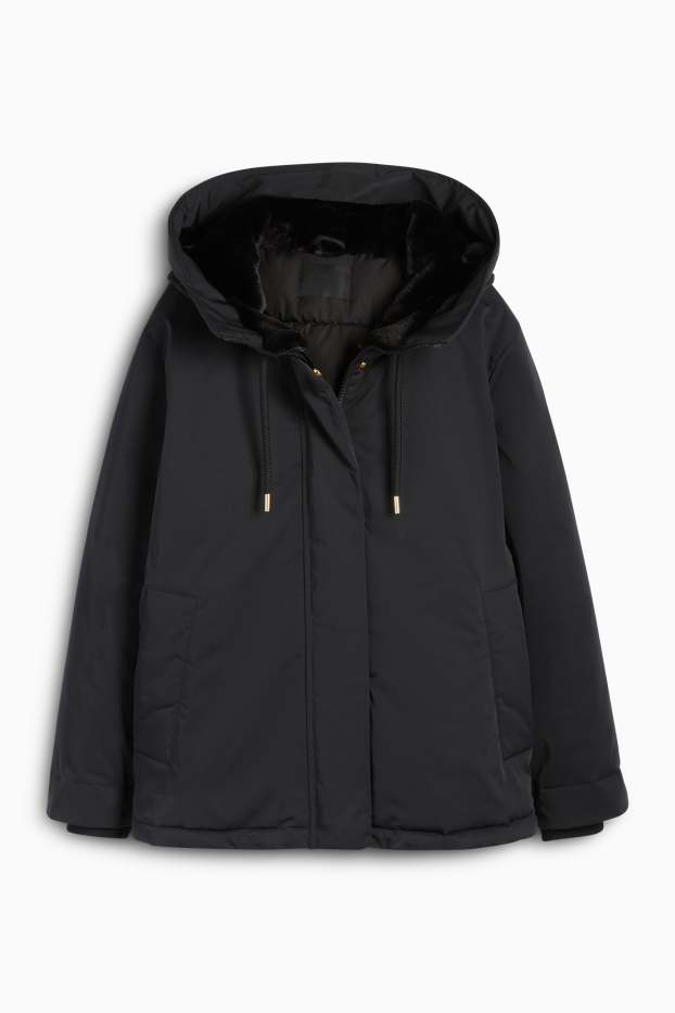 Women - Jacket with hood - lined - water-repellent - black