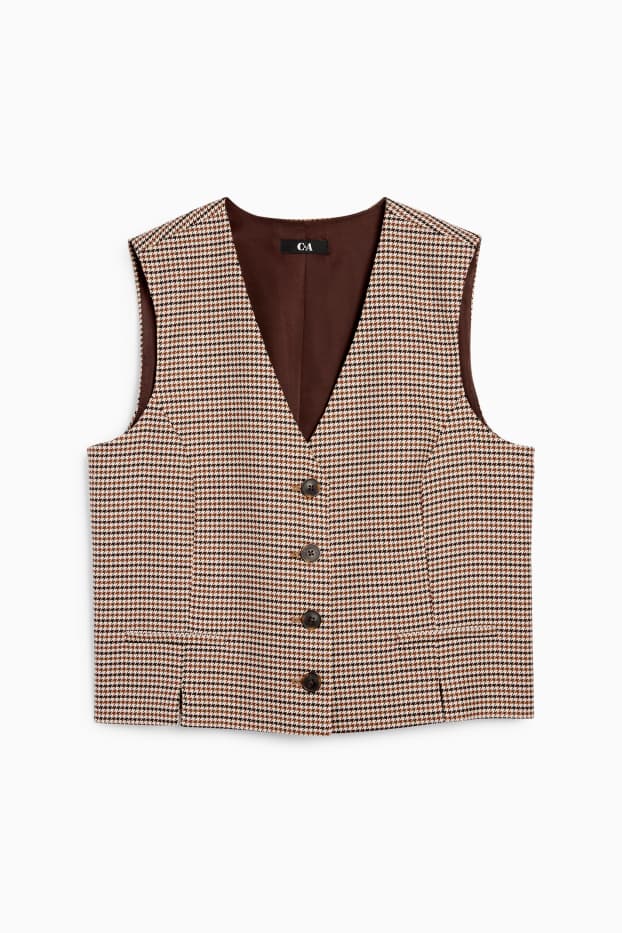 Damen - Business-Weste - Regular Fit - kariert - braun