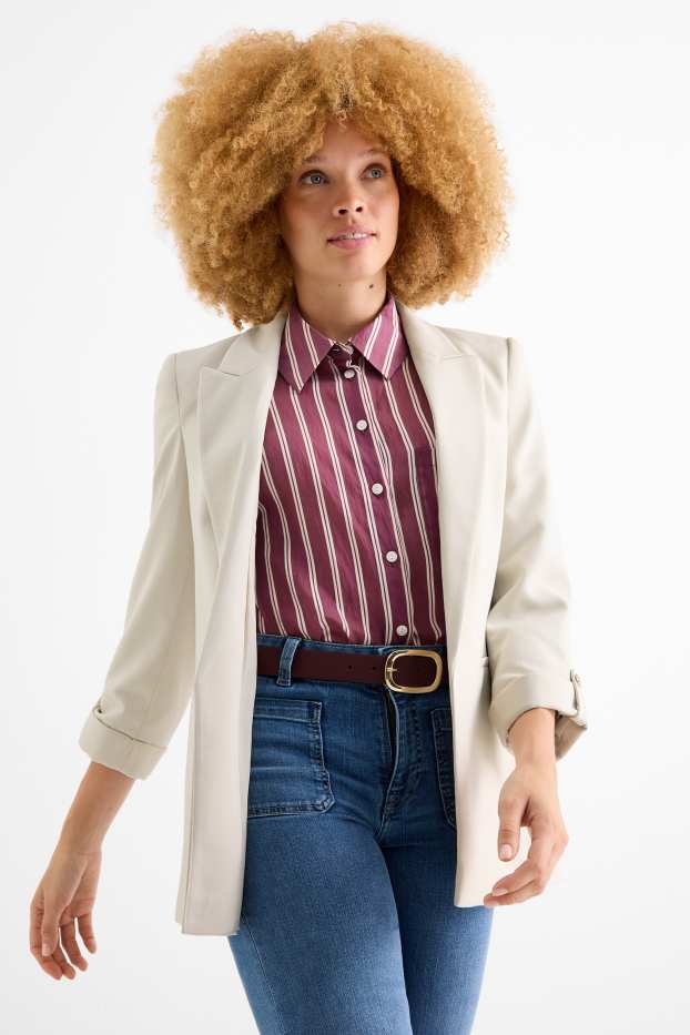 Mujer - Americana larga - regular fit - blanco roto