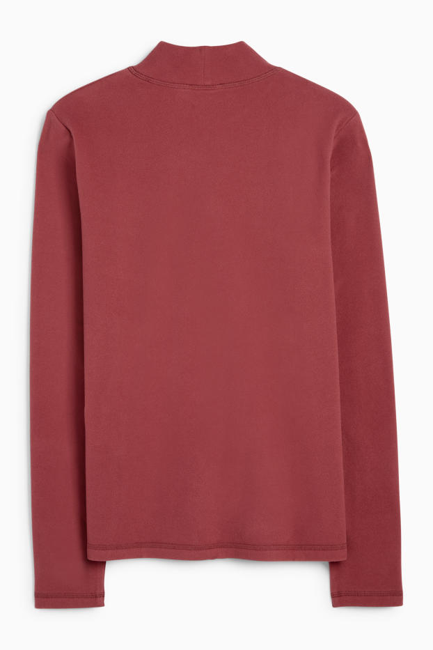 Femei - Tricou cu mânecă lungă termoizolant din fleece - regular fit - vișiniu