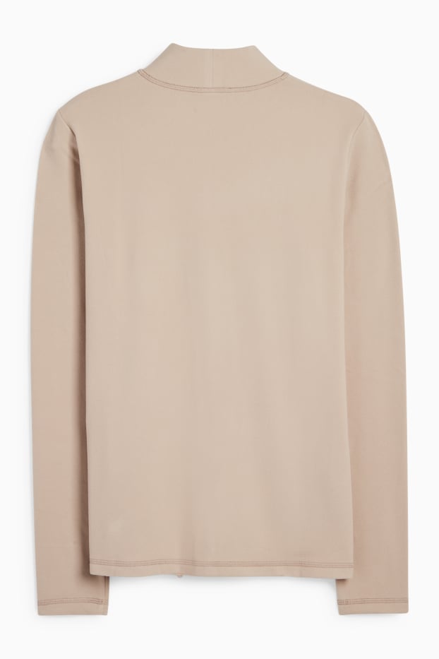 Femei - Tricou cu mânecă lungă termoizolant din fleece - regular fit - bej deschis