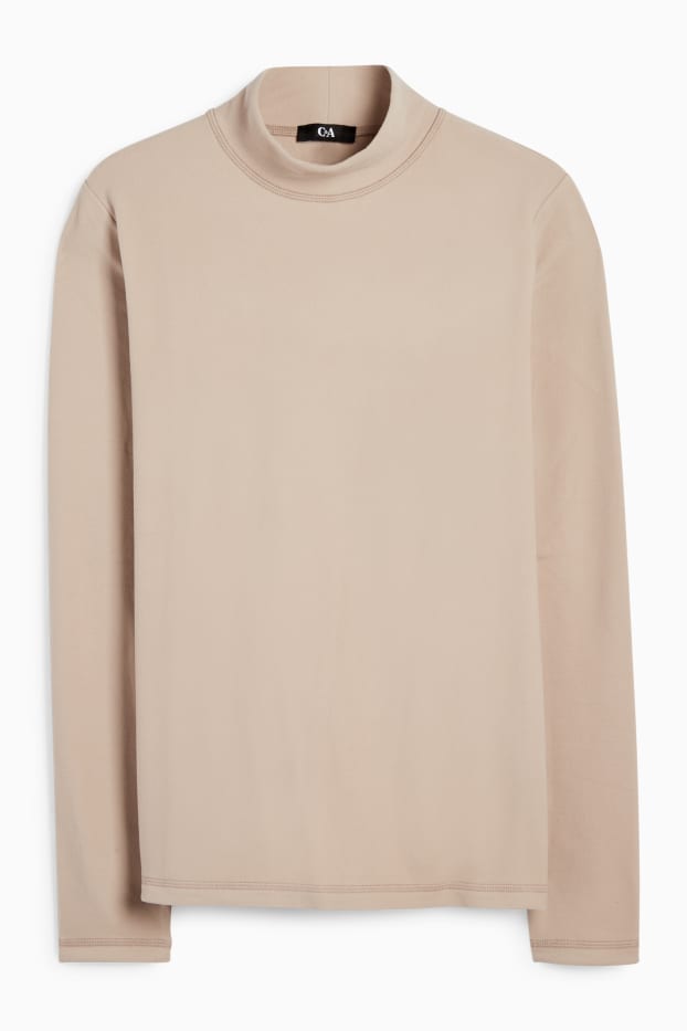 Femei - Tricou cu mânecă lungă termoizolant din fleece - regular fit - bej deschis