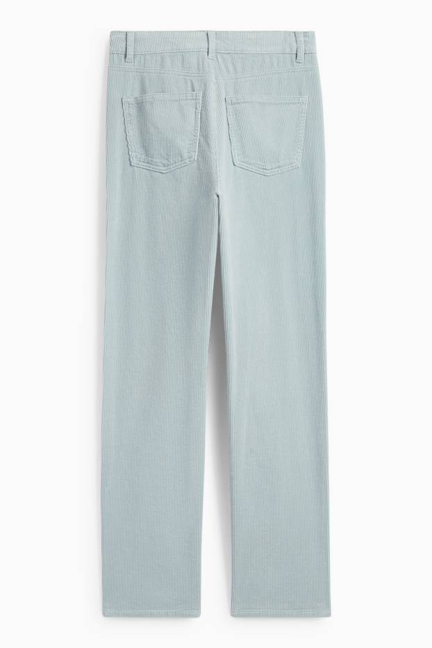 Dames - Corduroy broek - high waist - straight fit - lichtblauw