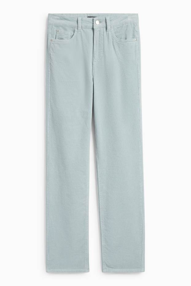 Dames - Corduroy broek - high waist - straight fit - lichtblauw