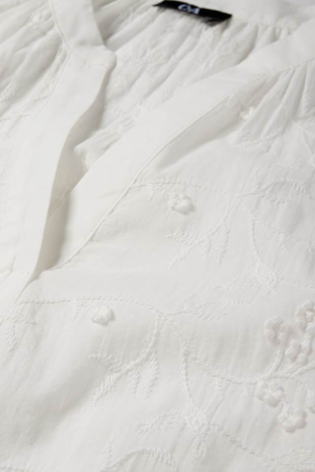 Damen - Bluse mit V-Ausschnitt - weiss