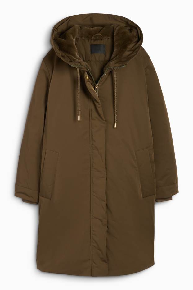 Femmes - Manteau à capuche - finition rembourrée - finition déperlante - kaki