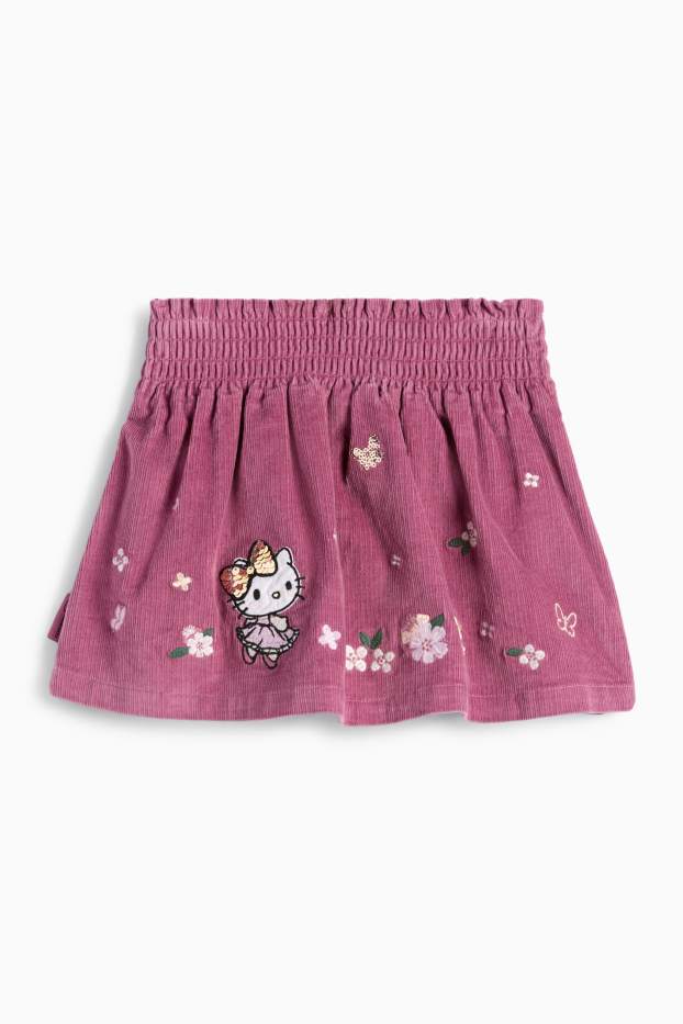 Děti - dívky - Hello Kitty - manšestrová sukně - růžová