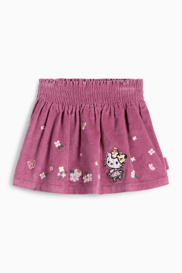 Enfants filles - Hello Kitty - jupe en velours côtelé - rose