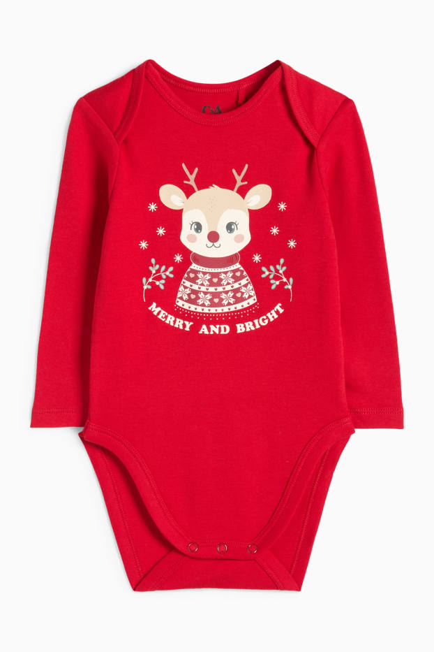 Bebés niñas - Reno - body navideño para bebé - rojo