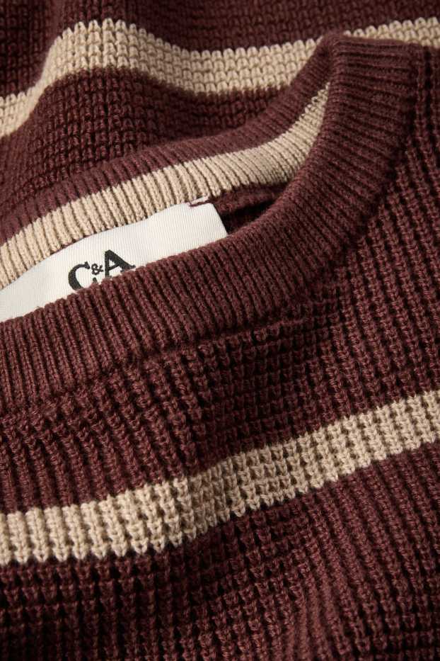 Kinder Jungen - Pullover - gerippt - gestreift - rostbraun