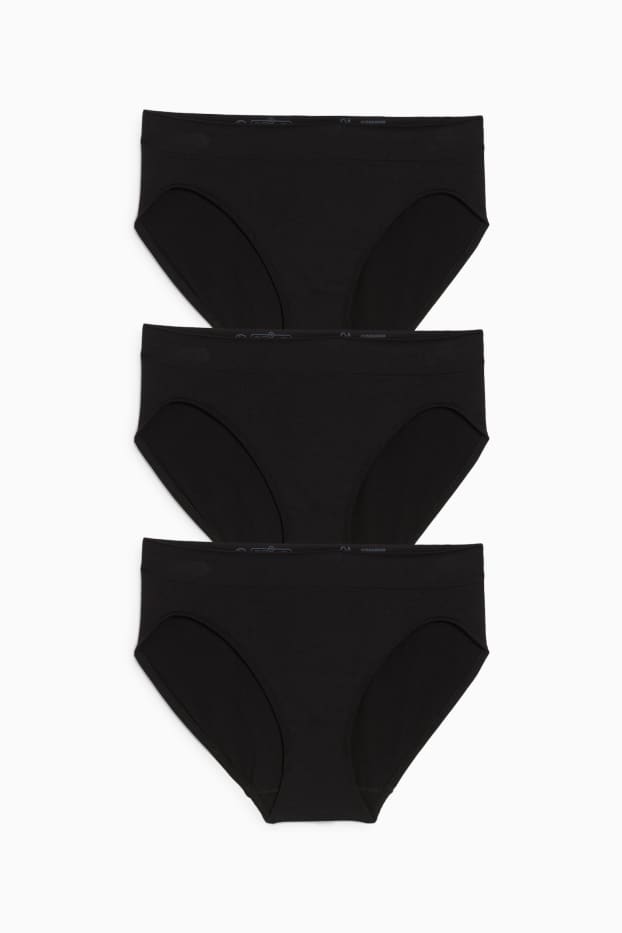 Donna - Confezione da 3 - slip - senza cuciture - nero