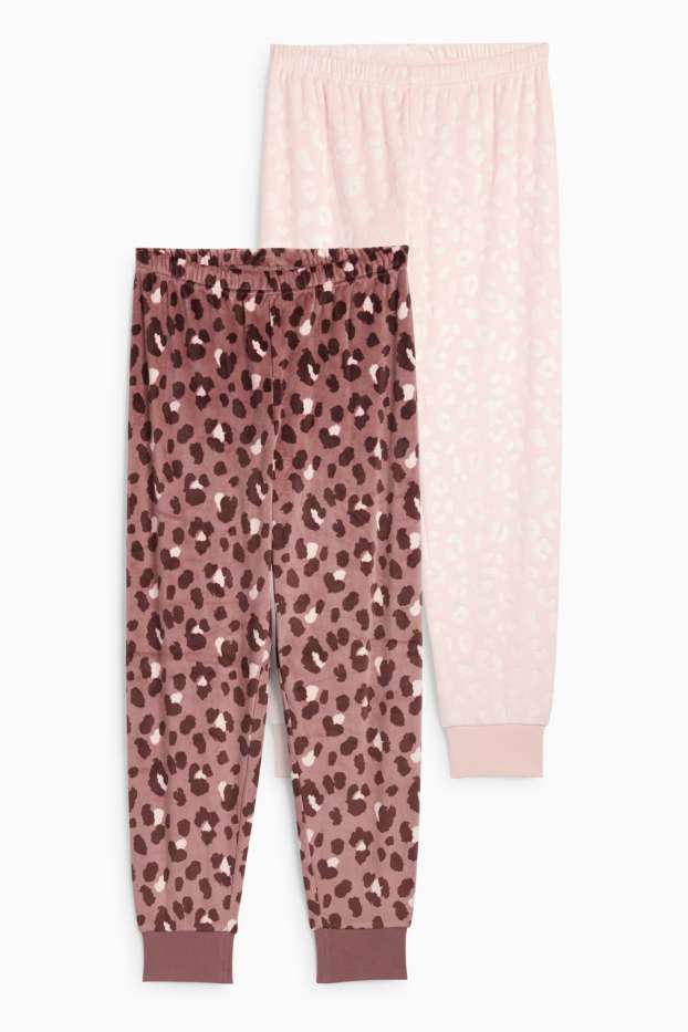 Nena - Paquet de 2 - pantalons de pijama - estampat de lleopard - rosa