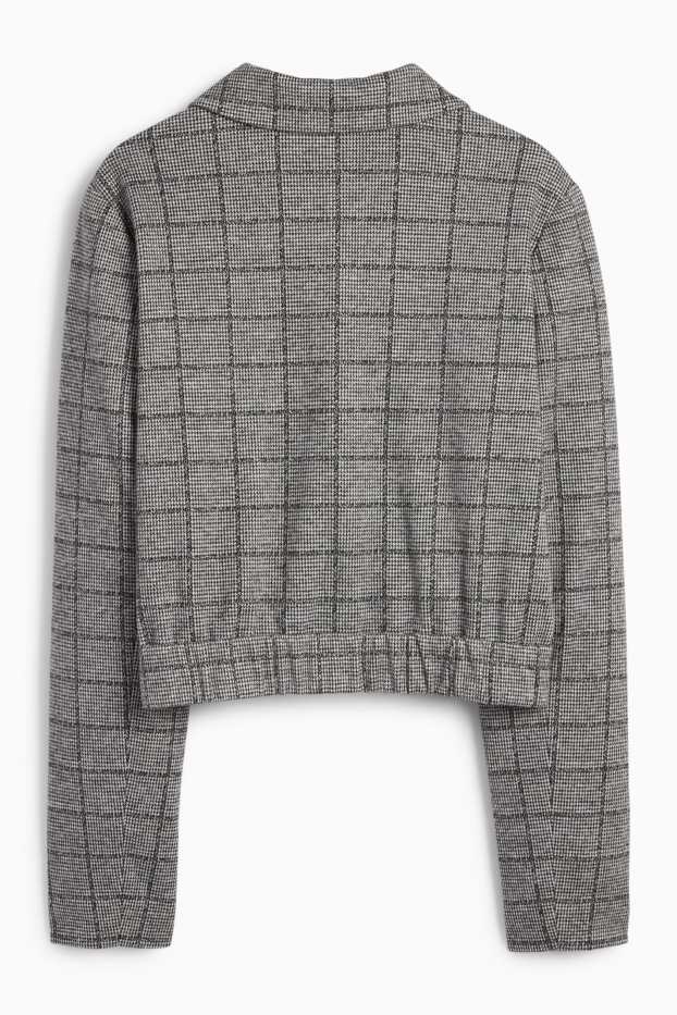 Mujer - Americana crop - de cuadros - gris