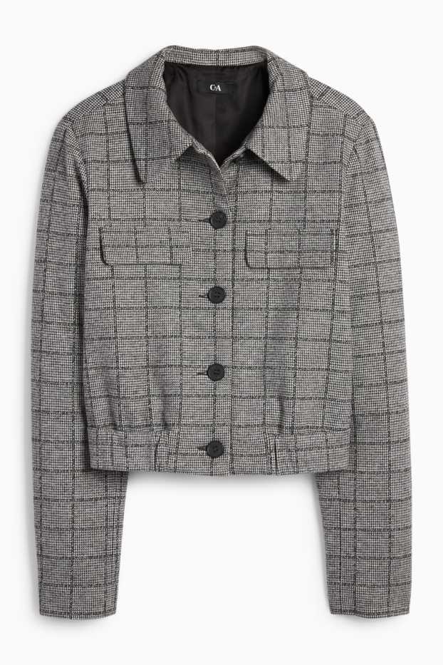 Mujer - Americana crop - de cuadros - gris