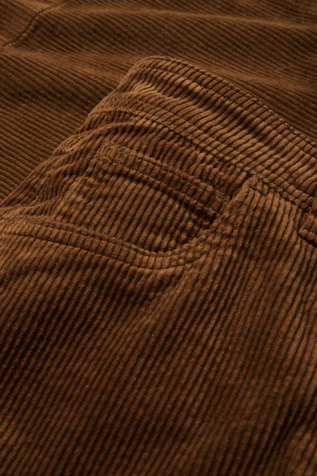 Femmes - Pantalon en velours côtelé - mid waist - jambes larges - LYCRA® - marron