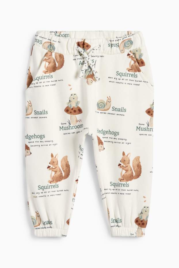 Baby Jungen - Waldtiere - Baby-Jogginghose - cremeweiss