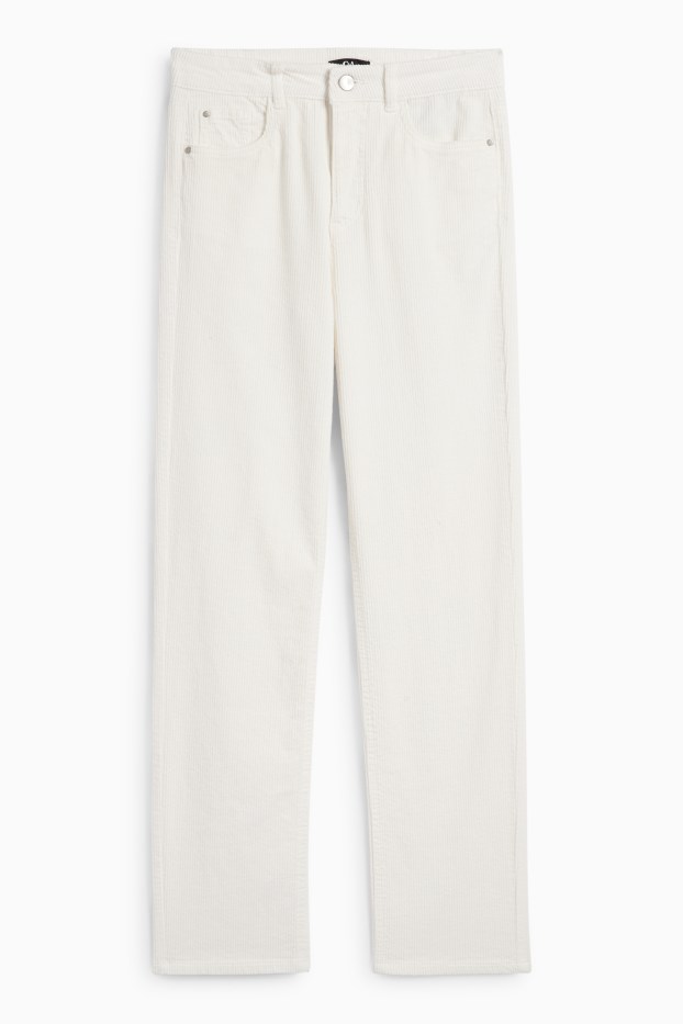 Dames - Corduroy broek - high waist - straight fit - LYCRA® - crème wit