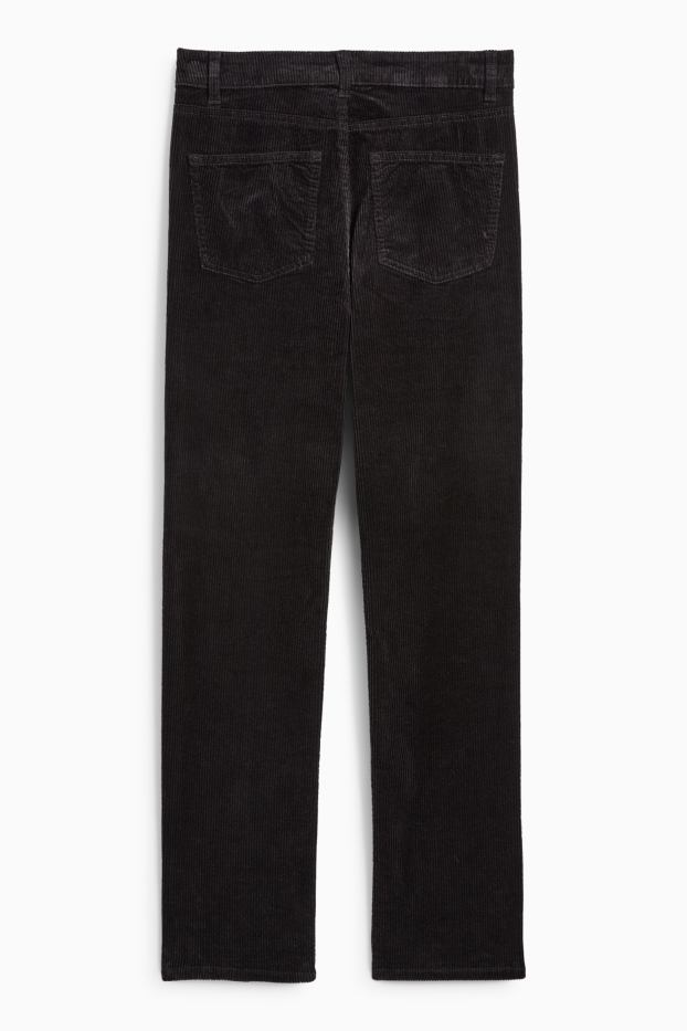 Mujer - Pantalón de pana - high waist - straight fit - LYCRA® - negro