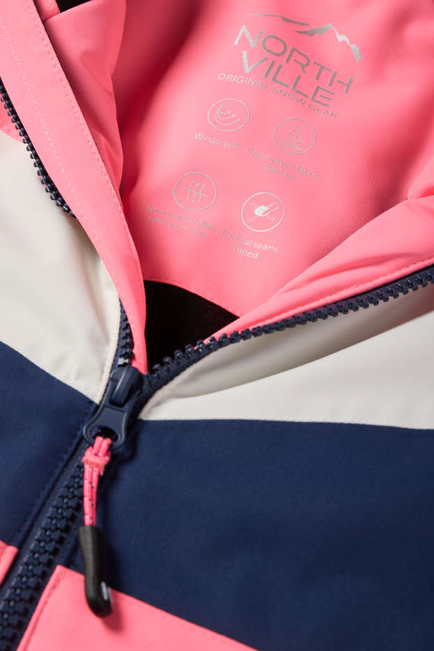 Kinderen: meisjes - Skipak met capuchon - waterdicht - neon roze