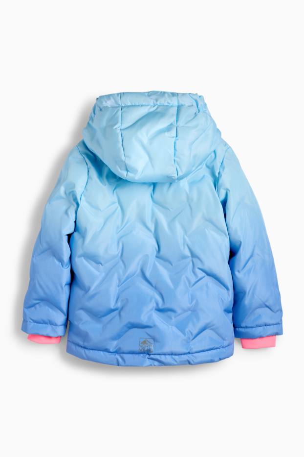 Kinder Mädchen - Skijacke mit Kapuze - wasserabweisend - gemustert - hellblau