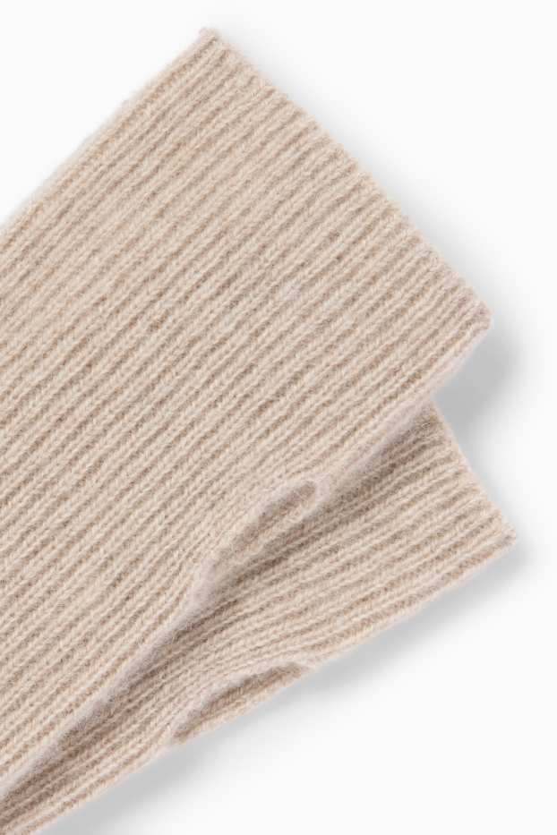 Mujer - Mitones de cachemir - de canalé - beige claro