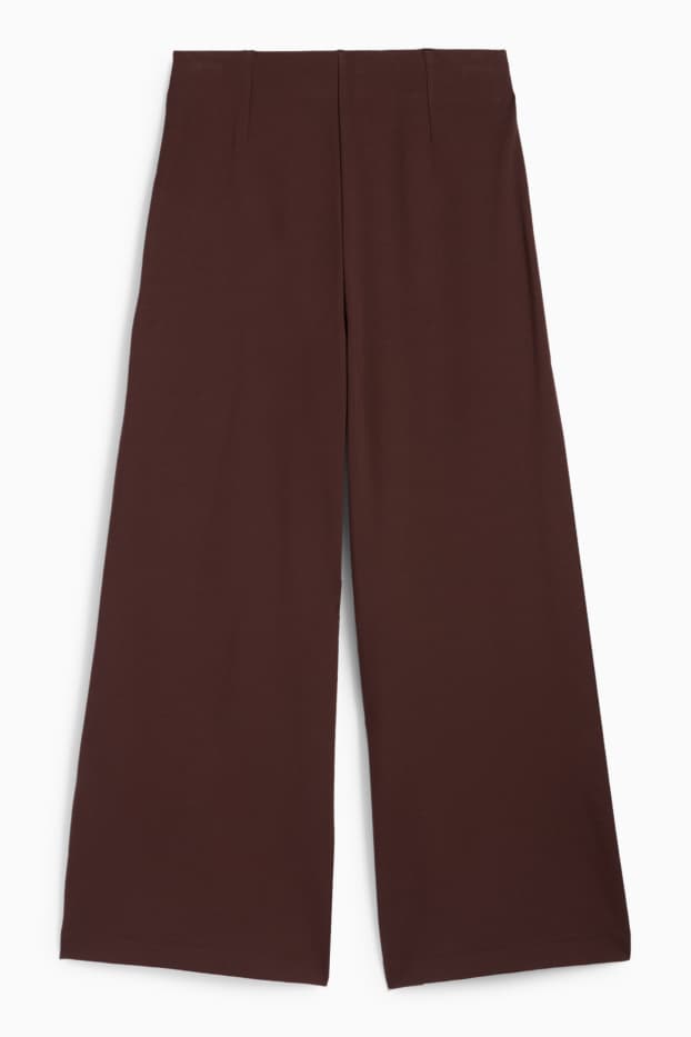 Damen - Jersey-Hose - High Waist - Wide Leg - dunkelbraun
