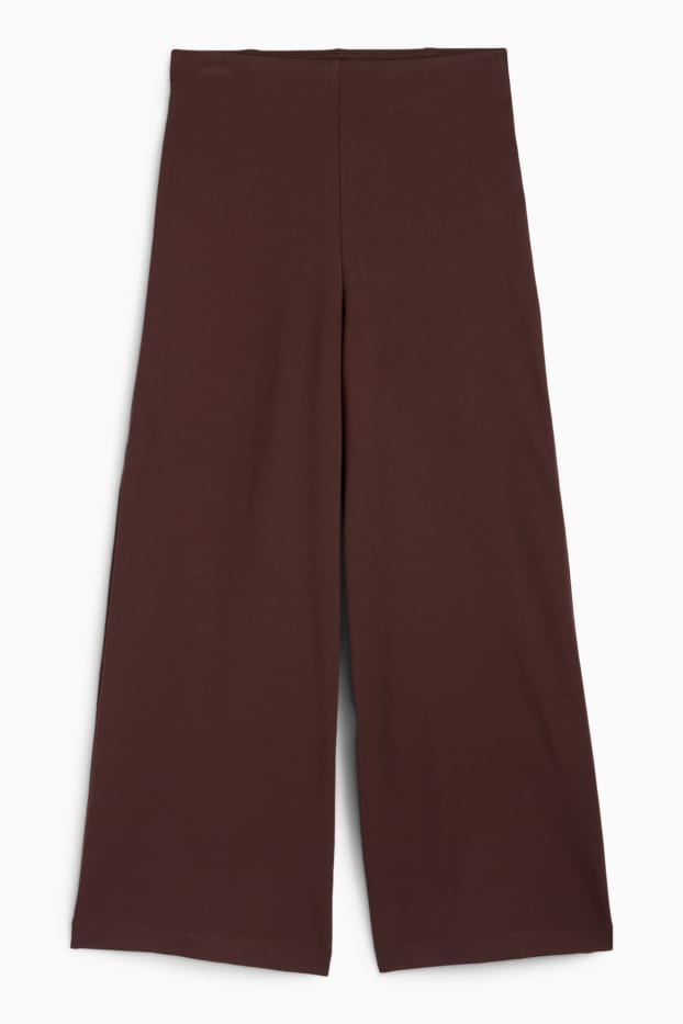 Damen - Jersey-Hose - High Waist - Wide Leg - dunkelbraun
