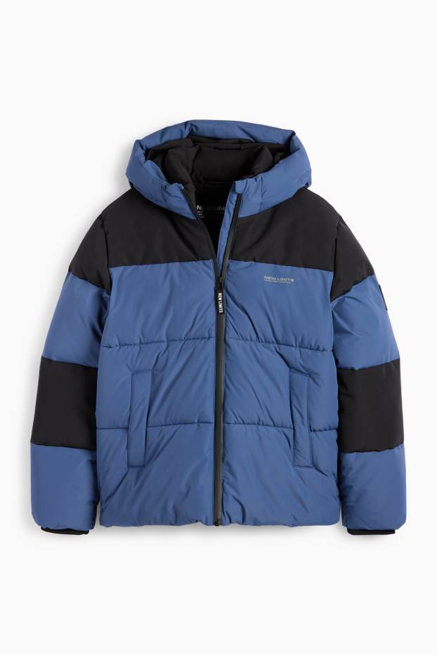 Children Boys - Quilted jacket with hood - dark blue