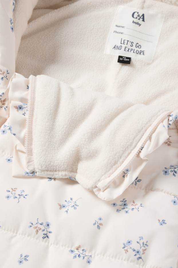 Bébés filles - Petites fleurs - combinaison de neige à capuche pour bébé - blanc crème