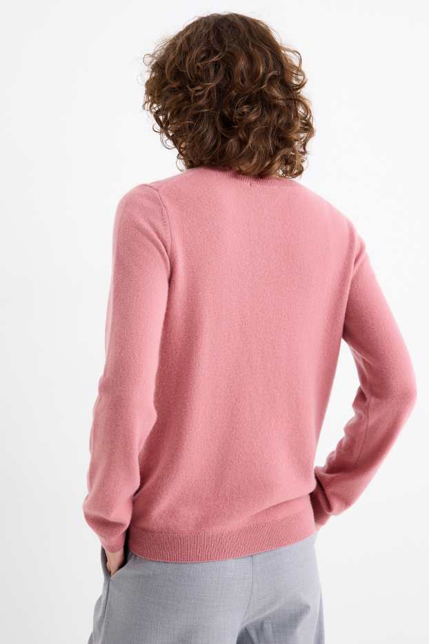 Dames - Trui van kasjmier - donker rose