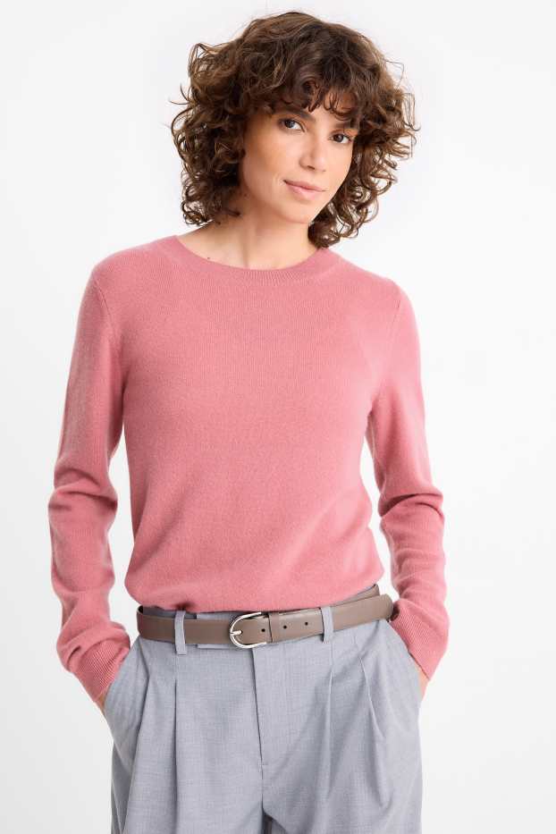 Dames - Trui van kasjmier - donker rose