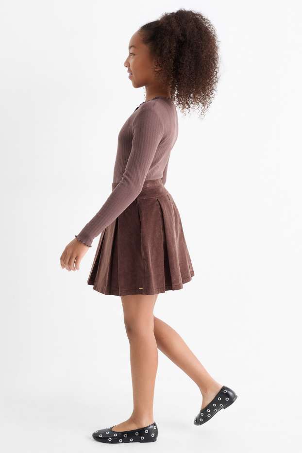 Children Girls - Corduroy skirt - dark brown