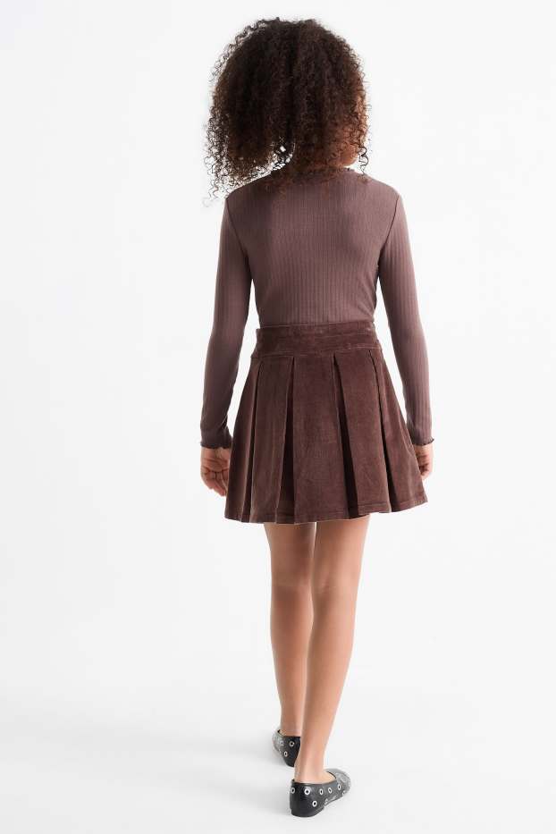 Children Girls - Corduroy skirt - dark brown
