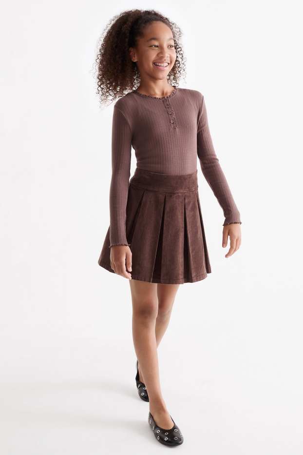 Children Girls - Corduroy skirt - dark brown